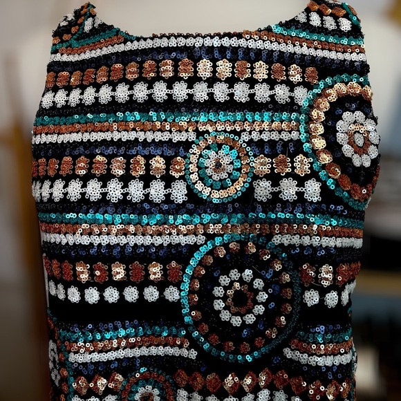 WET SEAL ~ Sequined Stripes and Circles ~ Sleeveless Black Dress ~ Size Small - Picture 5 of 7